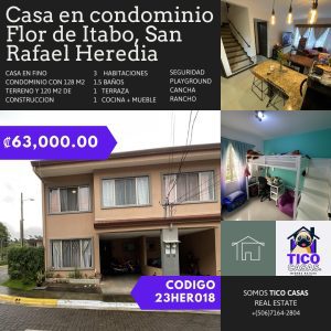 TICO CASAS - BIENES RAICES COSTA RICA - CASA SAN RAFAEL DE HEREDIA FLOR DE ITABO