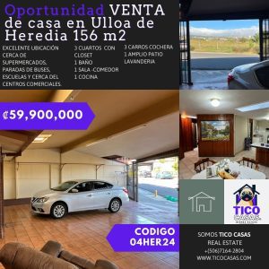 TICO CASAS - VENTA CASA ULLOA HEREDIA ECONOMICA