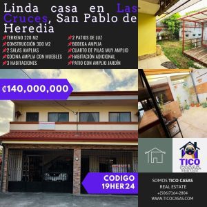 TICO CASAS - VENTA CASA LAS CRUCES - SAN PABLO -