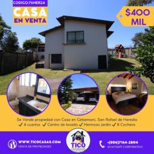 Se Vende propiedad con Casa en Getsemaní, San Rafael de Heredia